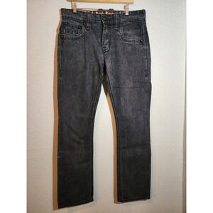 Rock Revival Dorsett Mens Denim Jeans 34x24 Straight Leg Dark Wash, Embroidered
